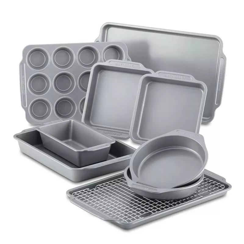 10pc-nonstick-bakeware-set-gray 10pc Nonstick Bakeware Set- Gray