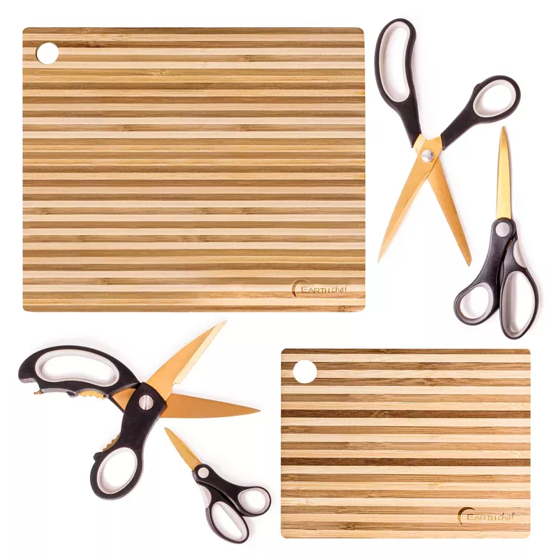 berghoff-6pc-stainless-steel-gold-scissors-cutting-board-set BergHOFF 6Pc Stainless Steel Gold Scissors and Cutting Board Set