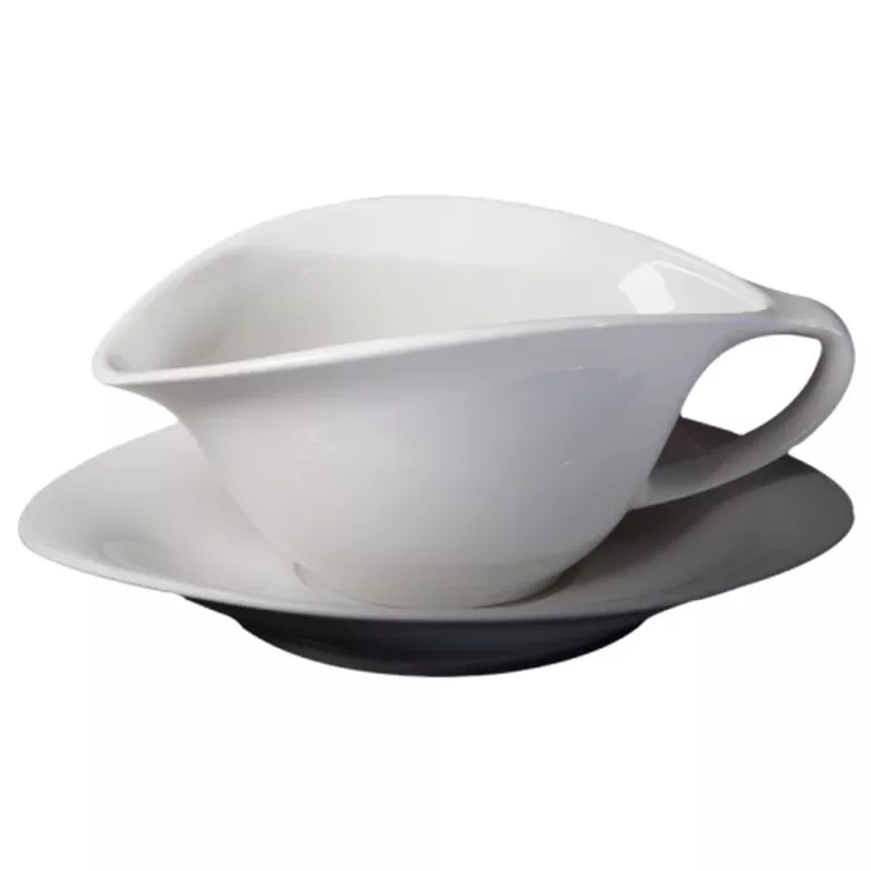 Cameo Fusion Shell Shape Gravy Boat & Saucer (12-pack)