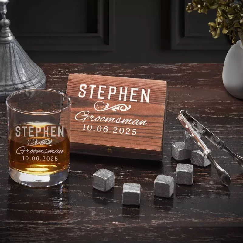 classic-groomsman-personalized-whiskey-stones-gift-set Classic Groomsman Personalized Whiskey Stones Gift Set