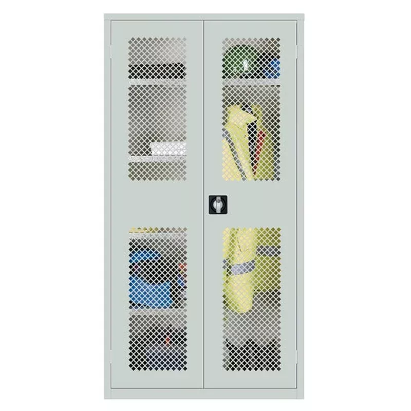 clothing-equipment-mesh-fronted-cupboard-grey-hr656 Clothing and Equipment Mesh-Fronted Cupboard Grey – HR656