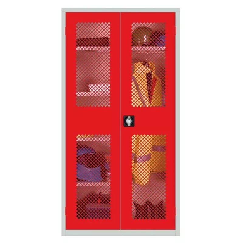 clothing-equipment-mesh-fronted-cupboard-red-hr660 Clothing and Equipment Mesh-Fronted Cupboard Red – HR660