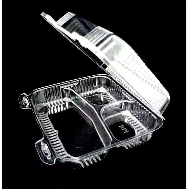 duralock-8-x-8-x-3-medium-clear-hinged-container-3-compartment-250-cs Duralock 8″ x 8″ x 3″ Medium Clear Hinged Container 3-Compartment 250/CS