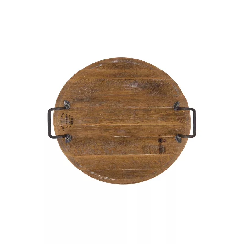 francois-freres-wine-barrel-serving-board-with-wrought-iron-handles Francois Freres Wine Barrel Serving Board with Wrought Iron Handles