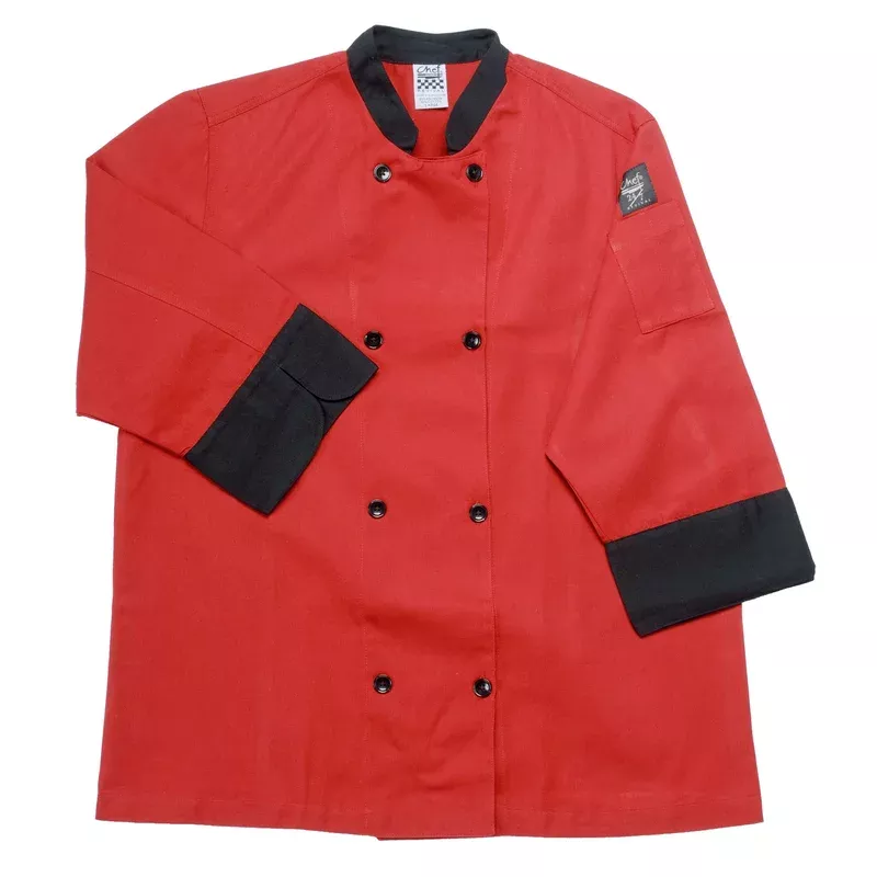 Jacket Chef Three-Quarter Sleeve Tomato with Black Trim Large Poly/Cotton Blend1 – 1 EACH