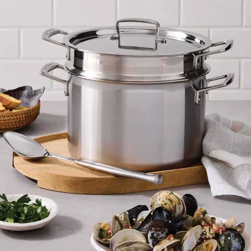 le-creuset-classic-stainless-steel-pasta-pot-with-colander-insert-7-4-qt Le Creuset Classic Stainless Steel Pasta Pot with Colander Insert 7.4 Qt.