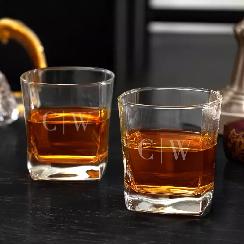monogram-etched-whiskey-glasses-rutherford-set-2 Monogram Etched Whiskey Glasses, Rutherford Set of 2