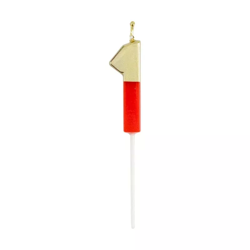NUMBER CANDLE 1 RED/GOLD