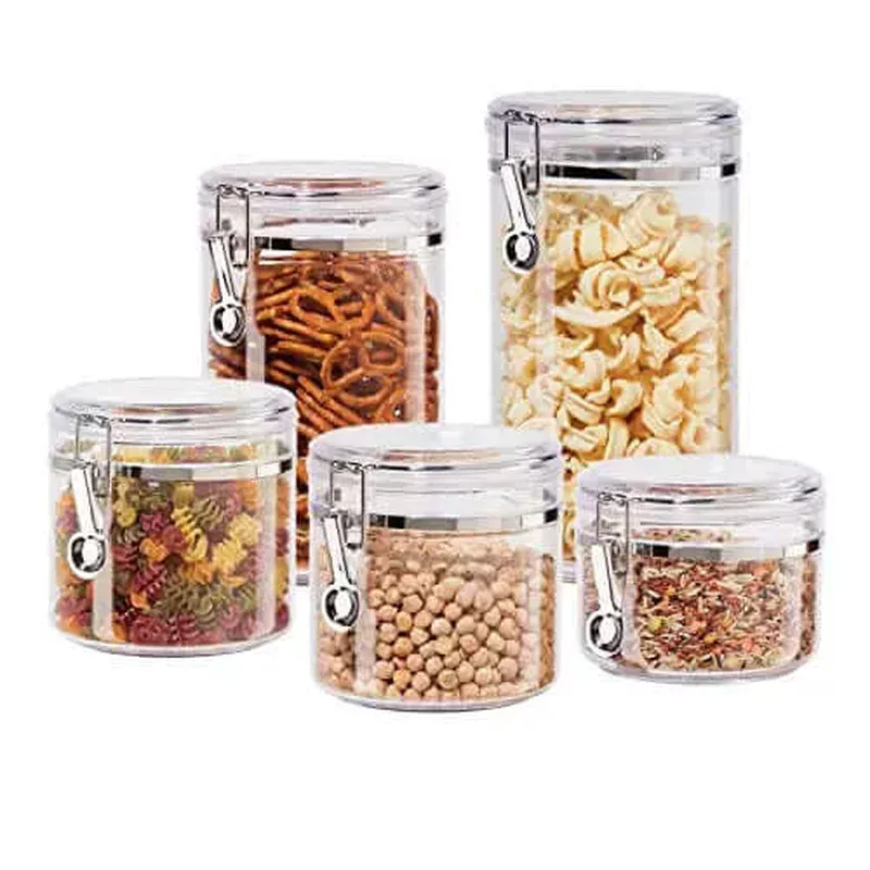 oggi-kitchen-canister-set-w-clamp-lids-airtight-containers-5-pc-clear OGGI Kitchen Canister Set w/ Clamp Lids Airtight Containers 5-PC – Clear