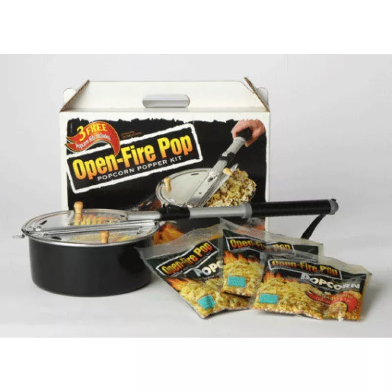 open-fire-pop-outdoor-popcorn-popper –OPEN-FIRE POP OUTDOOR POPCORN POPPER
