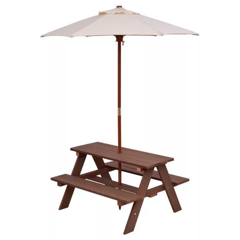 outdoor-4-seat-kid-s-picnic-table-bench-with-umbrella Outdoor 4-Seat Kid’s Picnic Table Bench With Umbrella