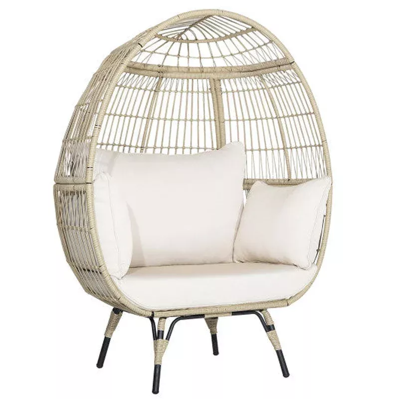 oversized-patio-rattan-egg-lounge-chair-with-4-cushions-light-brown Oversized Patio Rattan Egg Lounge Chair With 4 Cushions-Light Brown