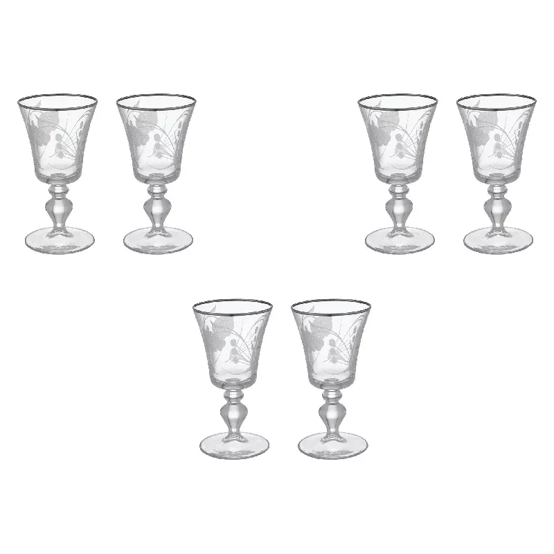 pasabahce-decorated-goblet-glass-set-6-pieces-silver-195ml-glass Pasabahce – Decorated Goblet Glass Set 6 Pieces – Silver – 195ml – Glass
