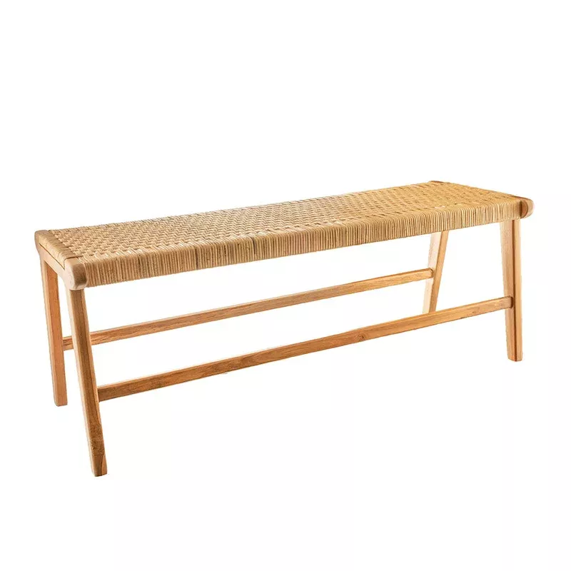 rabiyo-wood-rattan-120x42x45cm-bench Rabiyo Wood & Rattan 120x42x45cm Bench