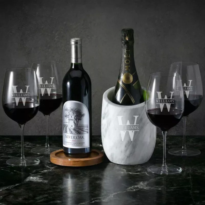 reed-marble-champagne-wine-chiller-w-red-wine-glasses Reed Marble Champagne & Wine Chiller w/ Red Wine Glasses