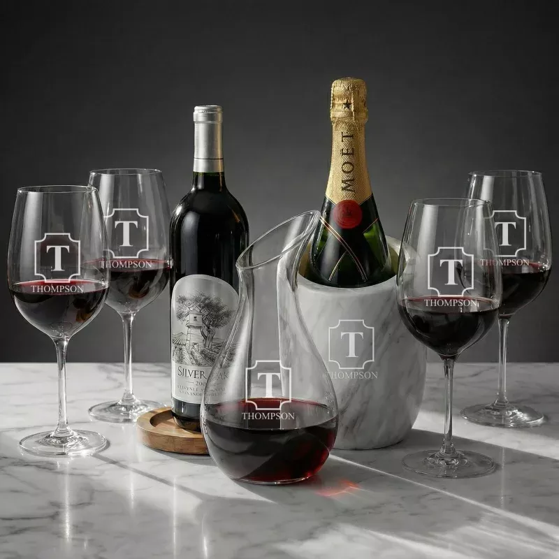 reed-marble-wine-chiller-set-w-slant-decanter-wine-glasses Reed Marble Wine Chiller Set w/ Slant Decanter & Wine Glasses