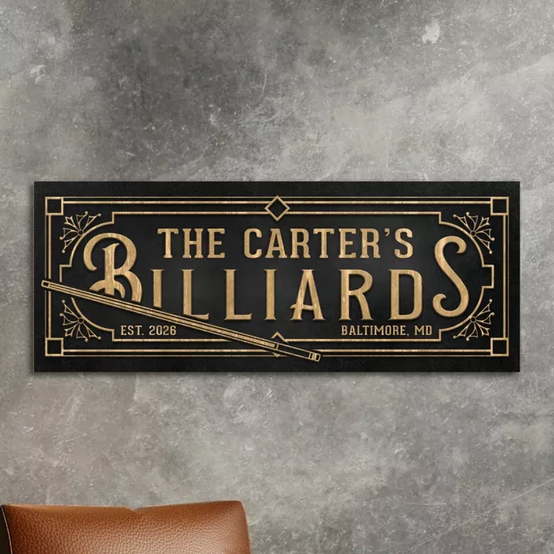 vintage-personalized-billiards-sign-home-game-room-bar-decor-wall-art Vintage Personalized Billiards Sign – Home Game Room & Bar Decor Wall Art