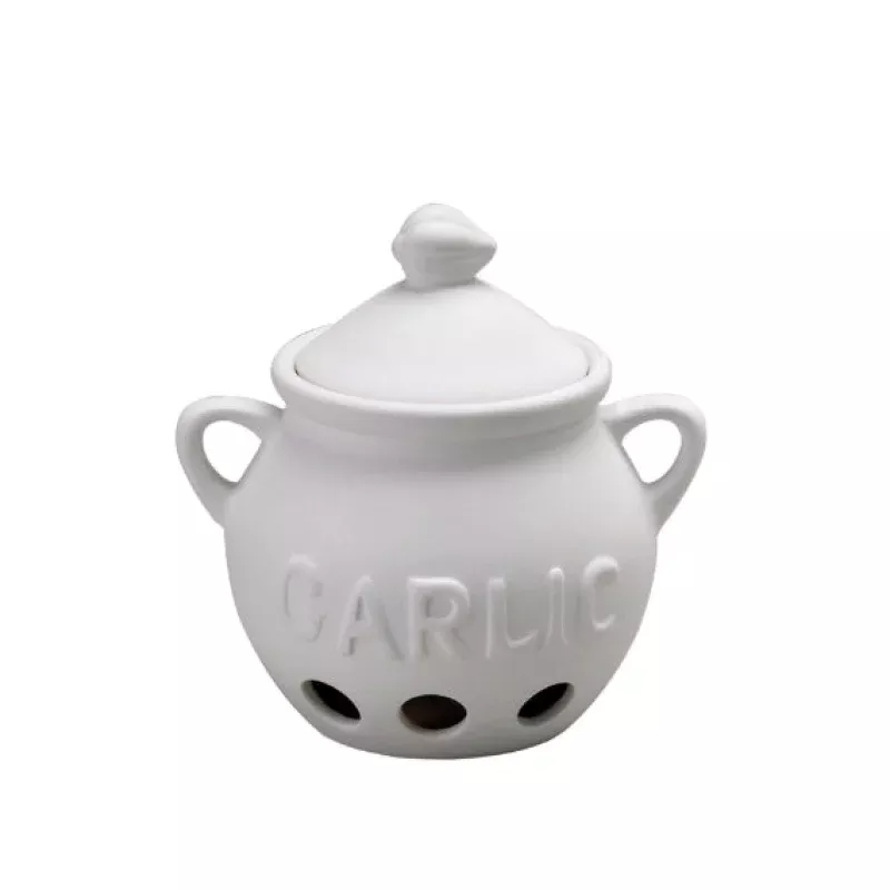 white-ceramic-garlic-keeper –White, Ceramic Garlic Keeper