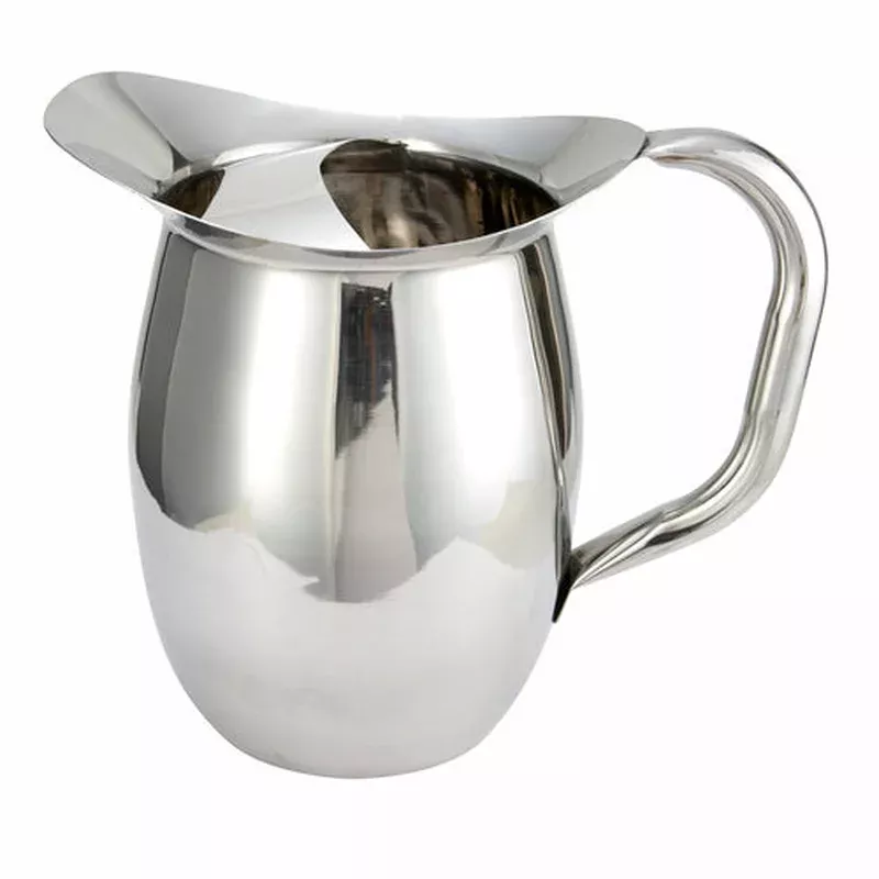 Winco WPB-2C 2 Qt Stainless Steel Bell Pitcher with Ice Guard